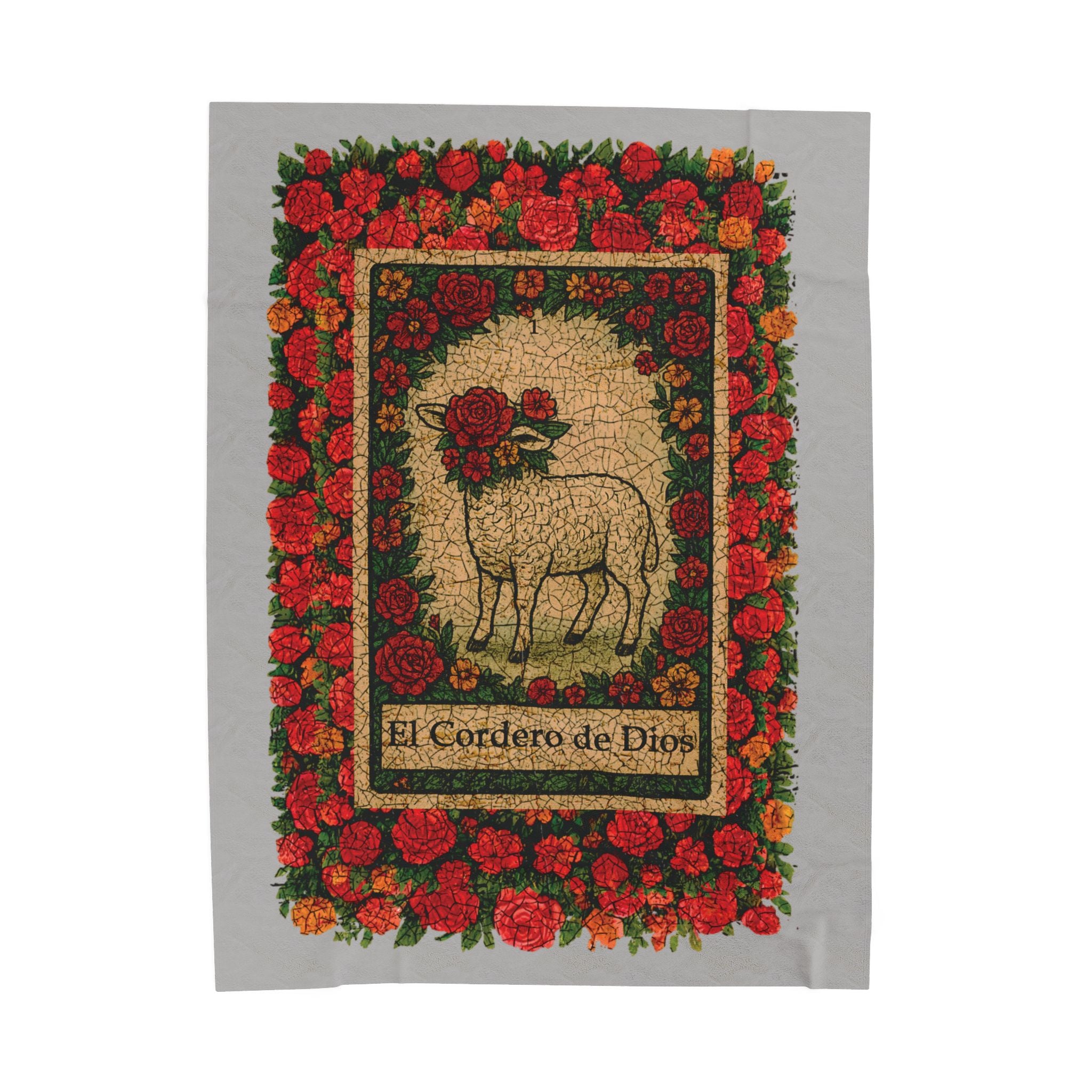 El Cordero de Dios Velveteen Plush Blanket - Cozy Religious Decor