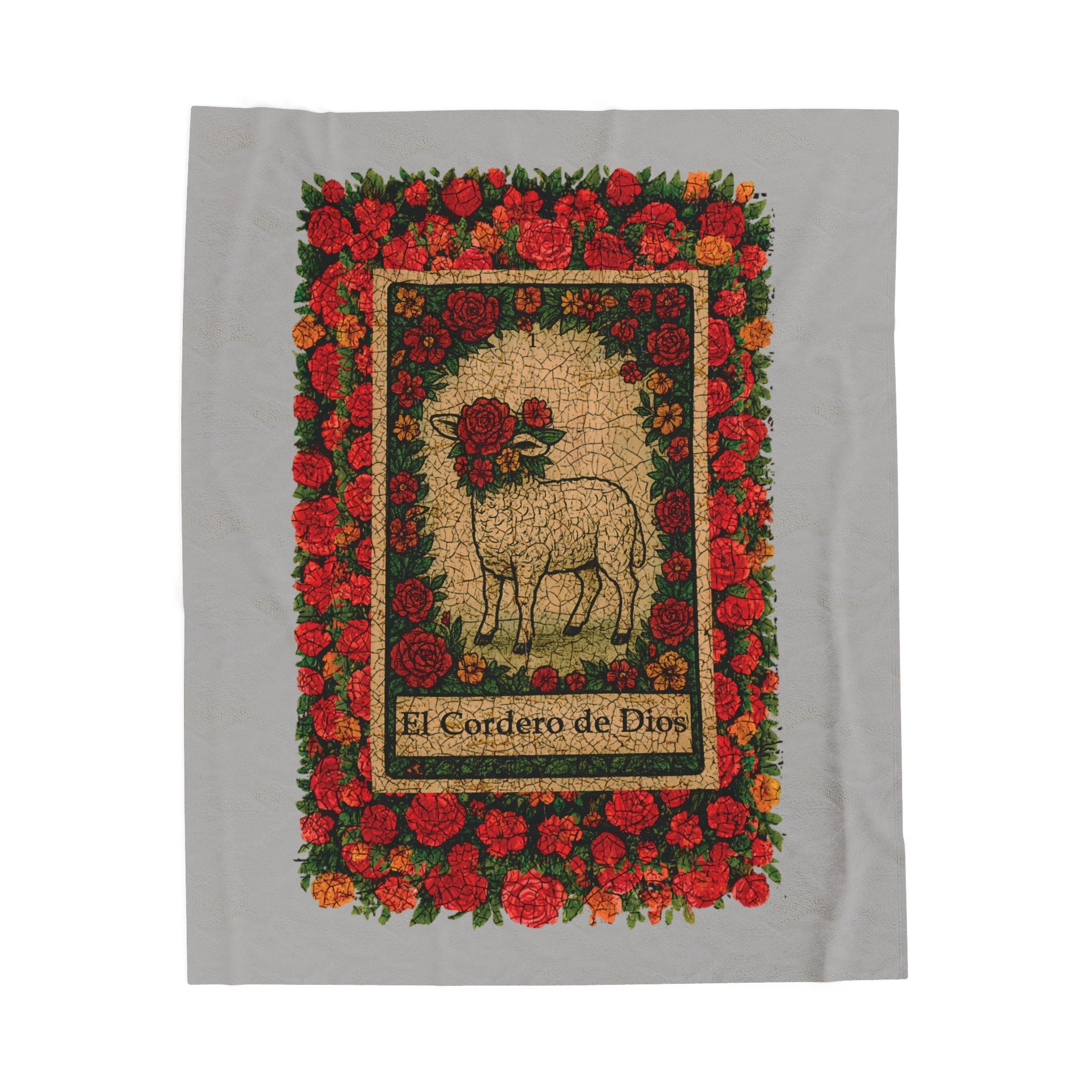 El Cordero de Dios Velveteen Plush Blanket - Cozy Religious Decor