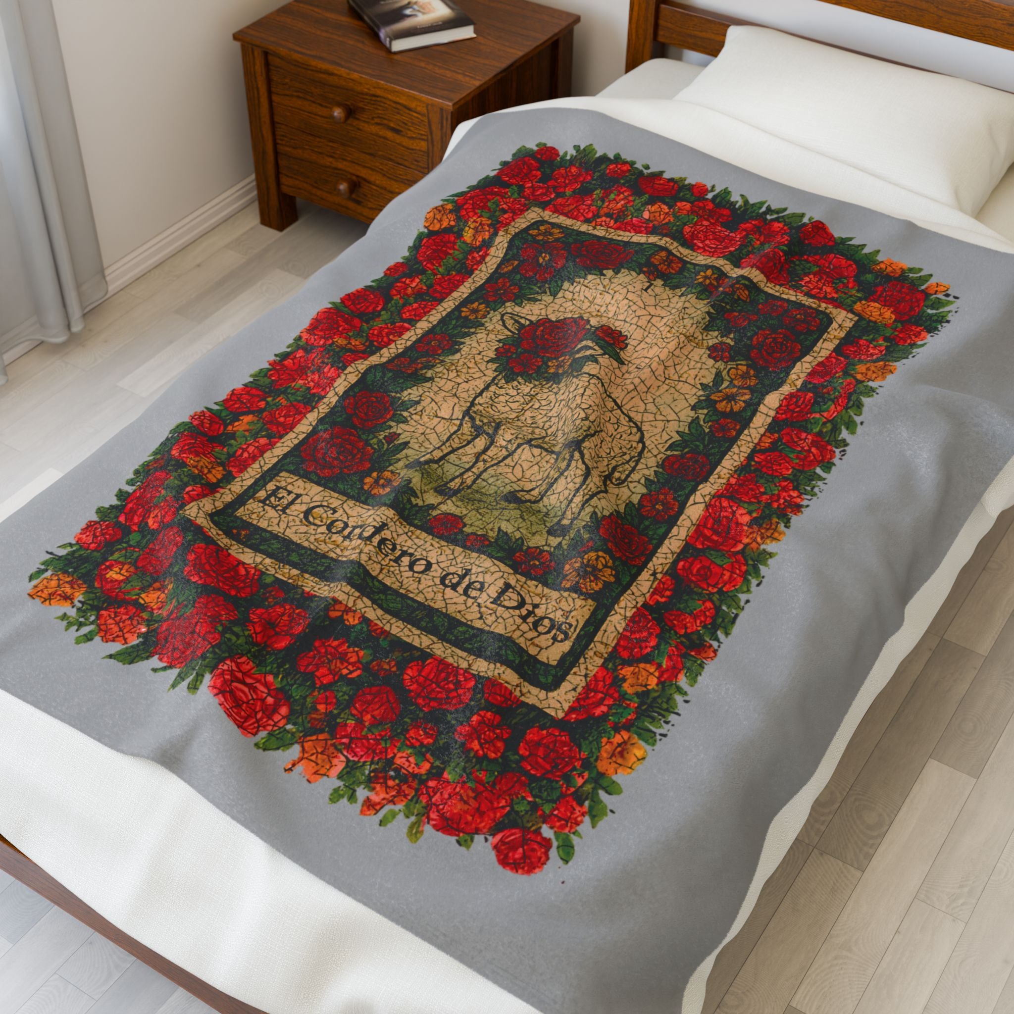 El Cordero de Dios Velveteen Plush Blanket - Cozy Religious Decor